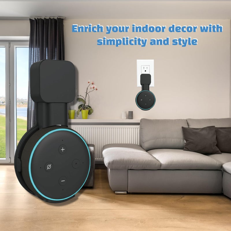 Sintron Wall Mount Holder for Dá´t 3 & UK Google Mini, Smart Home Outlet Wall Mount Stand Hanger for Dot 3rd Generation Speaker Holder, Space Saving Accessories Without Messy Wires, for Room (Black) - Image 4